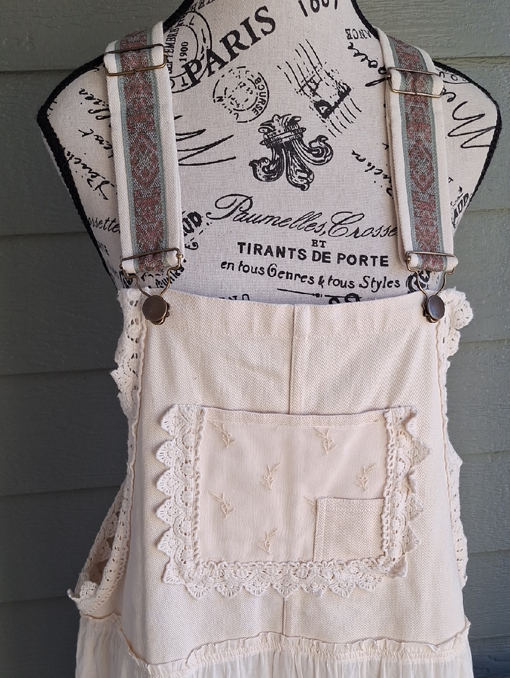 Free People Trails End Lace Crochet Vintage Overall Maxi Dress Skirtall XL - Picture 6 of 15